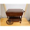 Image 2 : Vintage Wooden Drop-Leaf Tea Cart on Wheels w/ Undershelf 32" x 19" (folded - leaf is 10" each) x 28