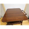 Image 8 : Vintage Wooden Drop-Leaf Tea Cart on Wheels w/ Undershelf 32" x 19" (folded - leaf is 10" each) x 28