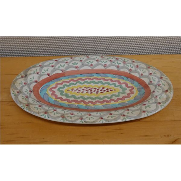 Mackenzie Childs Stoke Gabriel Oval Serving Dish w/ Abstract Design 16" x 10" x 1"H