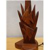 Image 3 : Carved Wooden Table Lamp w/ Fish Motif (works - no shade) 5.5" x 22"H