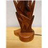 Image 4 : Carved Wooden Table Lamp w/ Fish Motif (works - no shade) 5.5" x 22"H