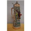 Image 1 : Large German Beer Stein w/ Lid, Maker's Mark & Deer Motif 5.5" Dia x 16.5"H