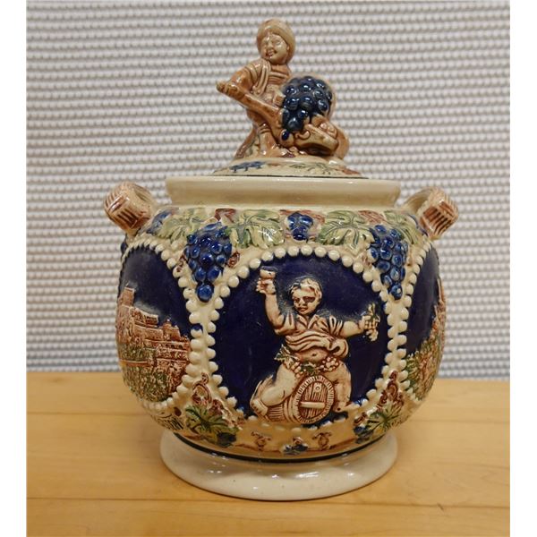 Gerz German Cookie Jar w/ Lid & Maker's Mark 6" Dia, 9"H