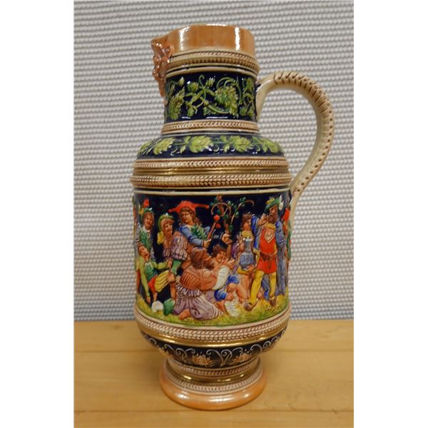 Gerz German Footed Pitcher w/ Handle w/ Maker's Mark 6" Dia, 13.5"H