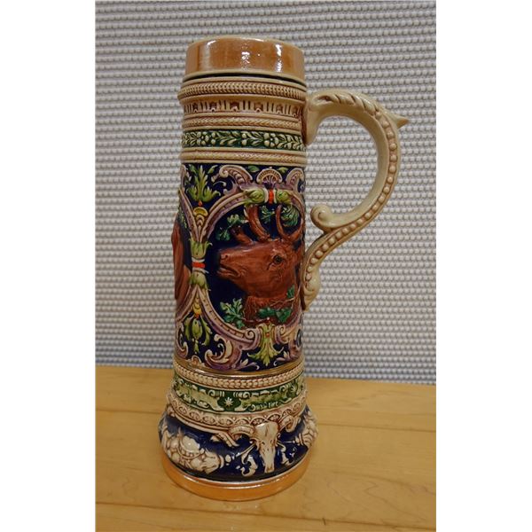 Gerz German Beer Stein w/  Maker's Mark & Deer Motif 4.5" Dia x 11"H