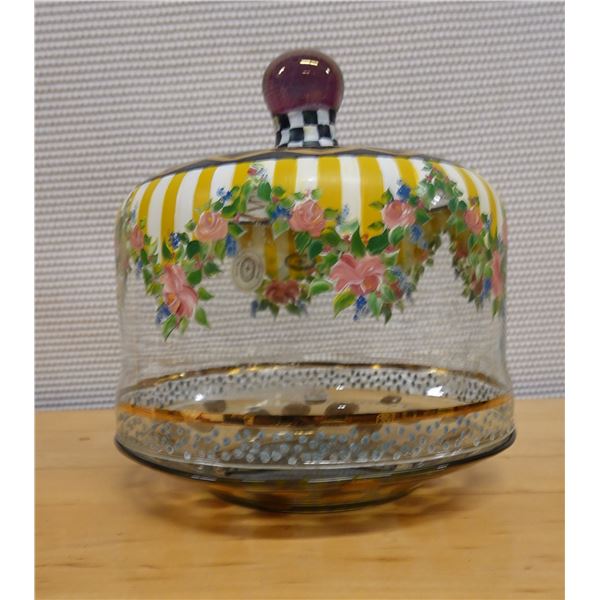 Mackenzie Childs Cake Stand w/ Dome 9.5" Dia, 9"H