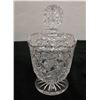 Image 1 : Glass Candy Jar w/ Lid & Cut-Out Design 5" Dia, 8.25"H
