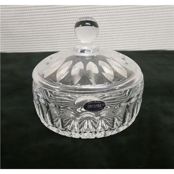 Lead Crystal Candy Jar w/ Lid 6" Dia, 4.75"H