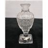 Image 1 : Belmont Crystal Footed Vase w/ Floral Design 2.5" Dia, 6"H
