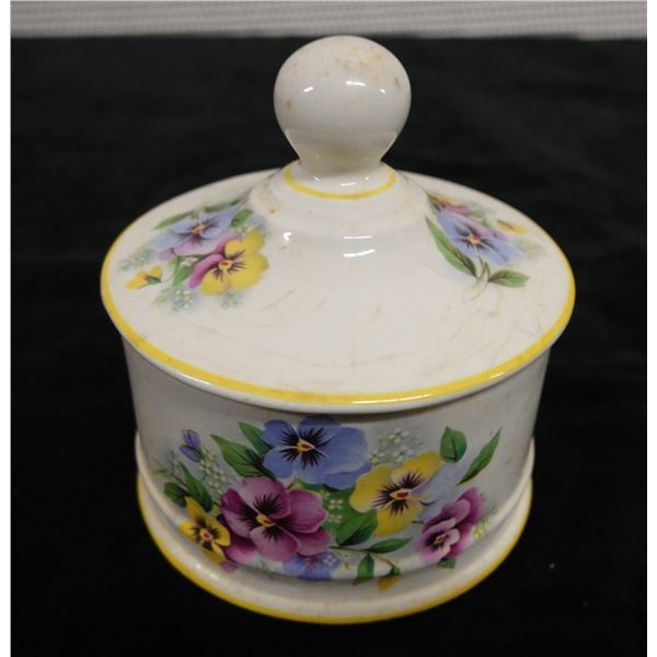 Old Foley, James Kent Ltd, Staffordshire England Floral Bowl w/ Lid 4" Dia, 4.5"H