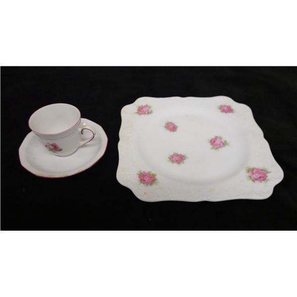 Winterling Schwarzenbach Bavaria Tea Cup & Saucer w/ Square Plate, Misc Sizes