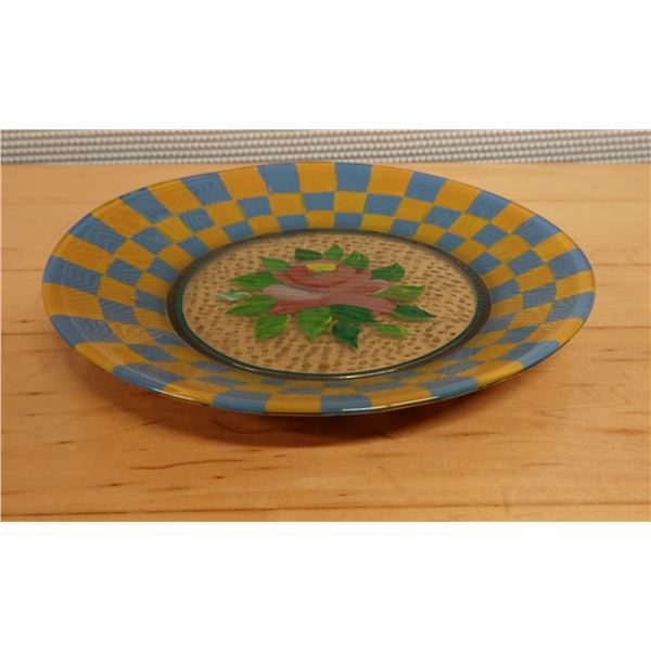 Mackenzie Childs Side Plate w/ Floral Center 11" Dia