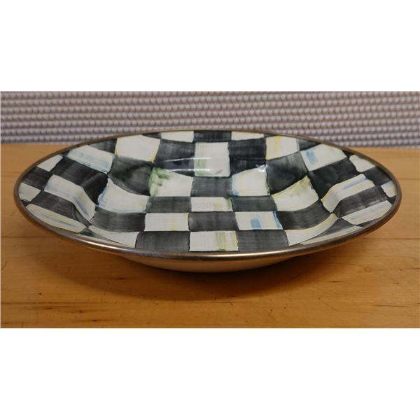Qty 4 Mackenzie Childs Courtly Check Shallow Bowls 9" Dia, 1.5"H