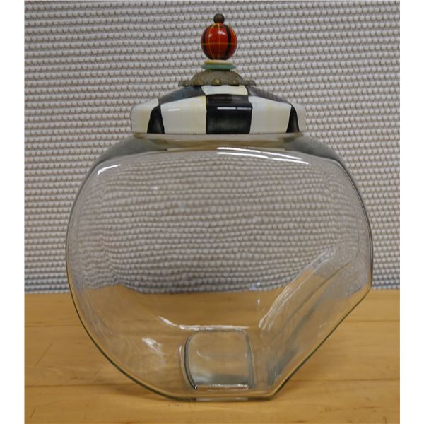 Mackenzie Childs Courtly Check Counter Cookie Jar 8" x 5.5" x 10"H