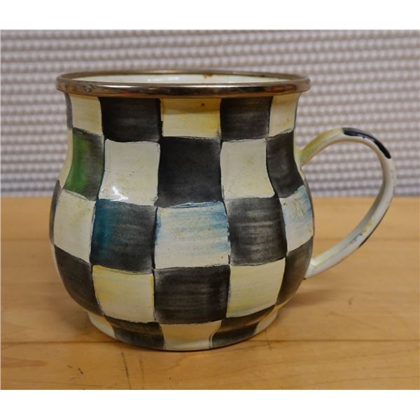 Qty 4 Mackenzie Childs Courtly Check Coffee Mug 3.5" Dia, 3.75"H