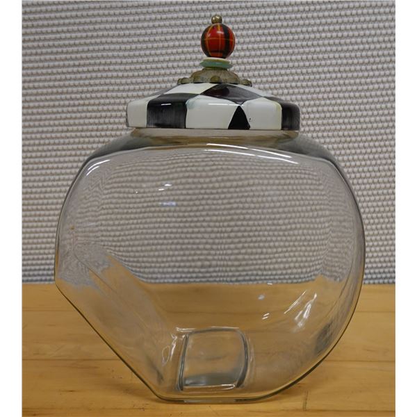 Mackenzie Childs Courtly Check Counter Cookie Jar 8" x 5.5" x 10"H