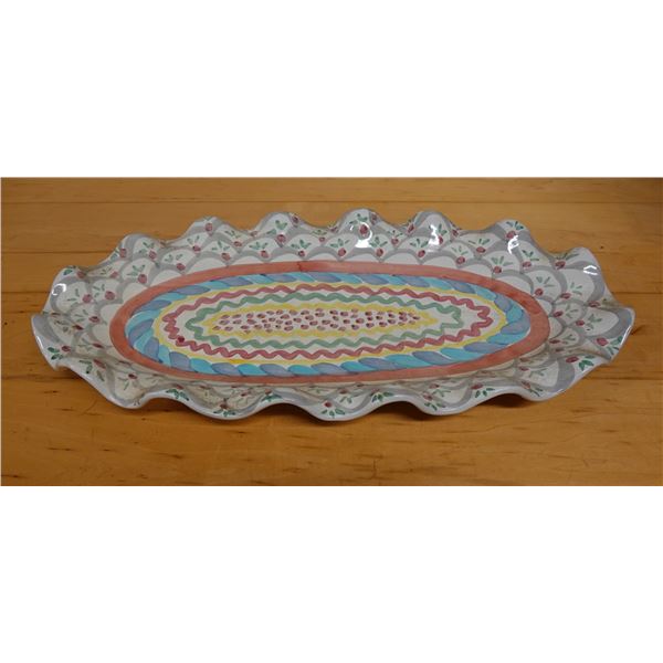Mackenzie Childs Stoke Gabriel Oval Serving Dish w/ Abstract Design 22" x 11" x 2"H