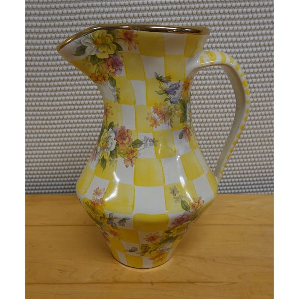 Mackenzie Childs Yellow Lemon Curd Pitcher Signed by Artist 5.5" Dia, 10"H