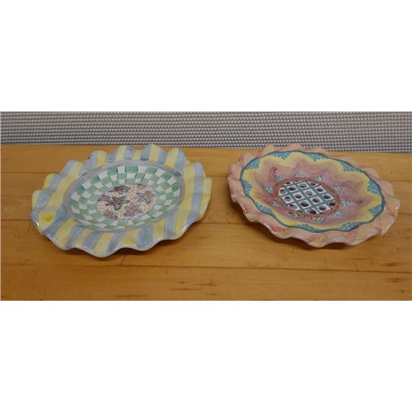 Qty 2 Mackenzie Childs Plates: Taylor Myrtle & Keukenhof Designs 9" Dia
