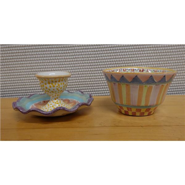 Mackenzie Childs Brittany Egg Cup &  Chowder Bowl, Misc Sizes