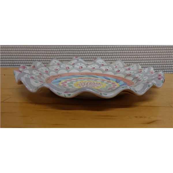 Mackenzie Childs Stoke Gabriel Ruffled Dinner Plate Signed by Artist 11" Dia