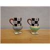Image 2 : Qty 2 Mackenzie Childs Torquay Checkered Pedestal Mugs 4" Dia, 6.5"H