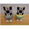 Image 4 : Qty 2 Mackenzie Childs Torquay Checkered Pedestal Mugs 4" Dia, 6.5"H