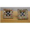 Image 1 : Qty 2 Mackenzie Childs Torquay Ceramic Square Cabinet Knobs 2.5" x 2.5"