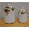 Image 1 : Qty 2 Royal Albert Old Country Roses Fine China Canisters w/ Lids, Misc Sizes