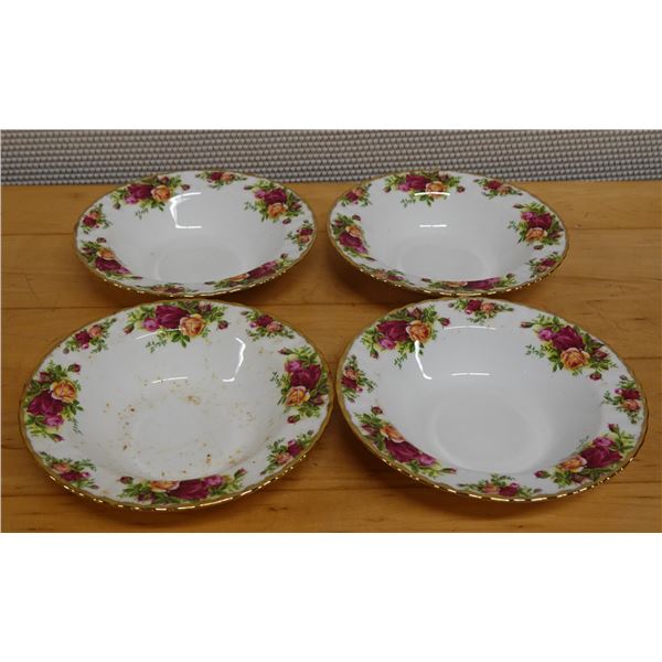 Qty 4 Royal Albert Old Country Roses Bone China Bowls 8" Dia