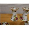 Image 5 : Qty 2 Royal Albert Old Country Roses Salt & Pepper Shakers on Bases & 2 Candle Holders, Misc Sizes