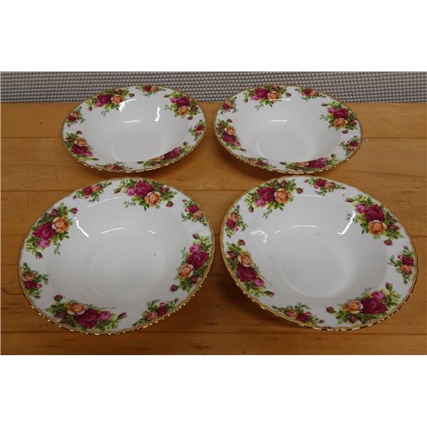 Qty 4 Royal Albert Old Country Roses Bone China Bowls 8" Dia