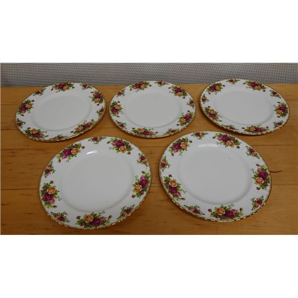 Qty 5 Royal Albert Old Country Roses Bone China Plates 10" Dia