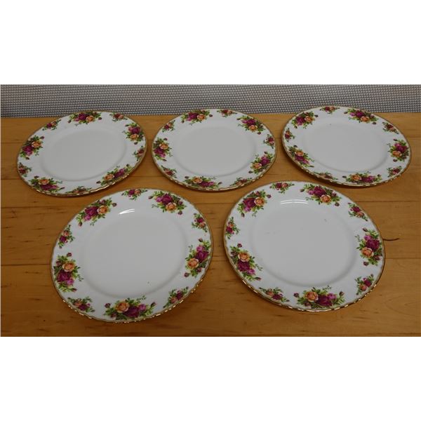 Qty 5 Royal Albert Old Country Roses Bone China Plates 10" Dia