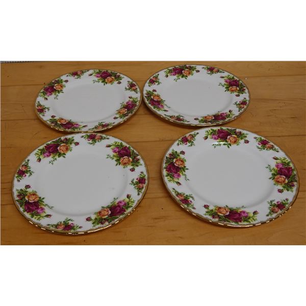 Qty 4 Royal Albert Old Country Roses Bone China Plates 8" Dia