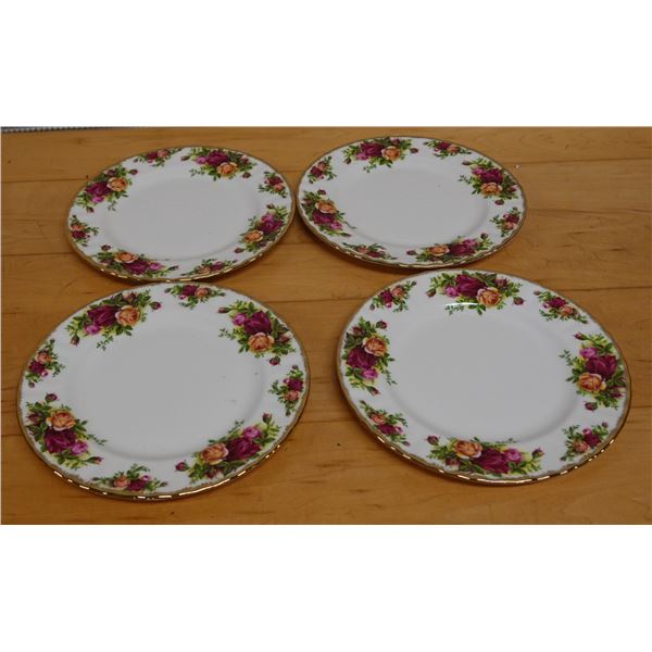 Qty 4 Royal Albert Old Country Roses Bone China Plates 8" Dia