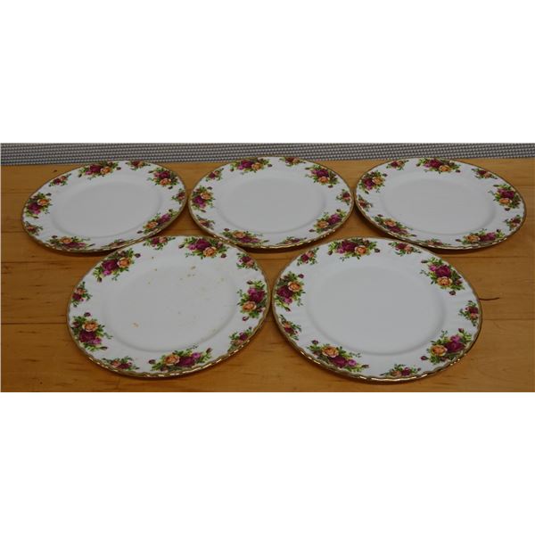 Qty 5 Royal Albert Old Country Roses Bone China Plates 10" Dia