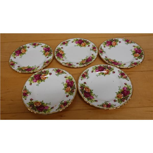 Qty 5 Royal Albert Old Country Roses Bone China Plates 6.25" Dia