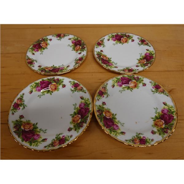 Qty 4 Royal Albert Old Country Roses Bone China Plates 6.25" Dia