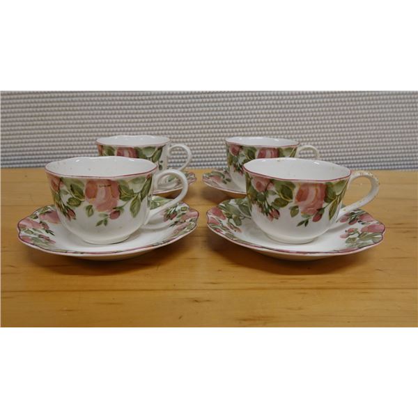 Qty 4 Nikko Tableware Japan Tea Cups & Saucers 6" Dia