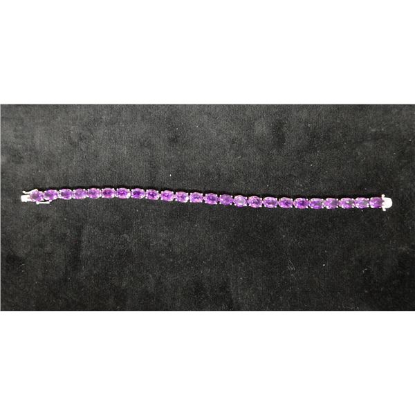 Sterling Silver 925 Bracelet w/ Stones Made in China, 8" L