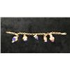 Image 1 : 14K Gold Chain Charm Bracelet w/ Lapis, Ruby & Pearl Charms, 6.25" L