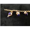 Image 2 : 14K Gold Chain Charm Bracelet w/ Lapis, Ruby & Pearl Charms, 6.25" L