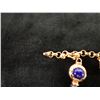 Image 5 : 14K Gold Chain Charm Bracelet w/ Lapis, Ruby & Pearl Charms, 6.25" L