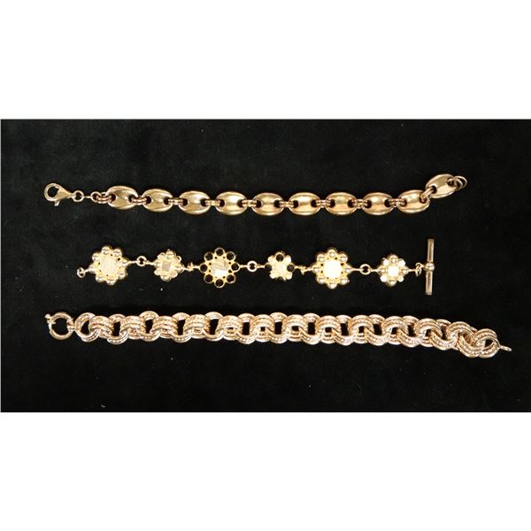 Qty 3 Fashion Bracelets, Misc Styles, 6.5" - 8" L