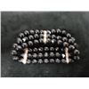 Image 6 : Qty 2 Bracelets: Triple Strand Stretch Black Onyx & Bronze w/ Leather Band, Misc Sizes