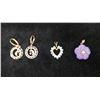 Image 1 : Pair Sterling Silver Moon Earrings, 14K Heart Pendant & 14K Gold w/ Jade & Pearl Charm, Misc Sizes