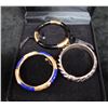 Image 1 : Qty 3 Bangle Bracelets: 14K Gold Plated, 950 Sterling Silver, etc Misc Sizes