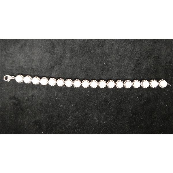 Sterling Silver 925 Chain Bracelet w/ Pearl Accents, 7.5" L