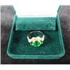 Image 1 : Metal Fashion Ring w/ Green Stone, Size 10